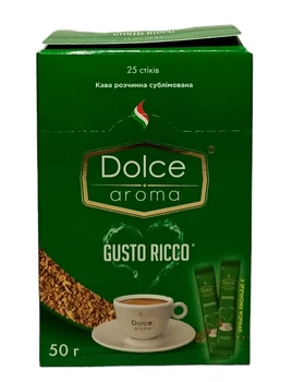 Кава Dolce Aroma Gusto Ricco розчинна сублімована в стіках 25 шт/уп (57903)