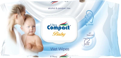 Влажные салфетки детские Ultra Compact с клапаном 72 шт (WW-109) (8697420531522)