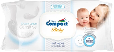 Вологі серветки дитячі Ultra Compact Sensetive з клапаном 72 шт (WW-131) (8697420532437)