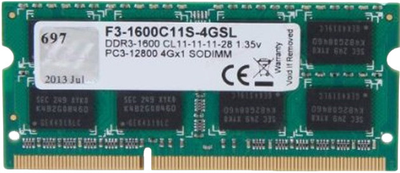 Pamięć RAM G.Skill DDR3-1600 4096MB F3-1600C11S-4GSL (4711148591720)