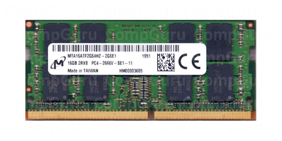 Оперативная память для ноутбука Micron DDR4 16GB 2666MHz SO-DIMM 2Rx8 PC4-2666V (MTA16ATF2G64HZ-2G6Е1)