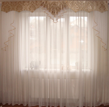 Жорсткий ламбрекен Firanka Каскад Damask 2м80см бежевий з парчею (10_8ж)