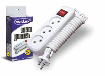 Удлинитель 3м "SVITTEX" 2200Вт 220В 10А (выключатель)