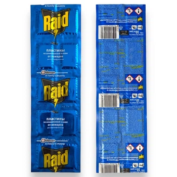 Пластина Raid на алюминиевой основе от комаров (длительное действие до 10 часов,) 10 шт/уп