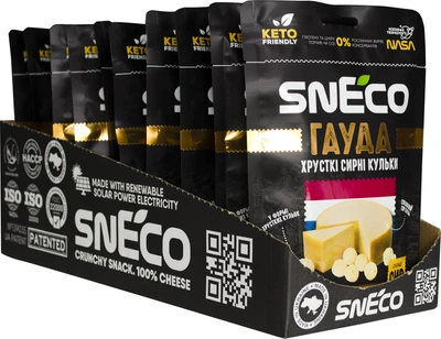 Упаковка сиру snEco Гауда Хрусткий сушений 28 г х 15 шт (0.42 кг) (4823095810264)