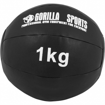 Медичний м'яч зі штучної шкіри Gorilla Sports 1 кг чорний (4260438731747)