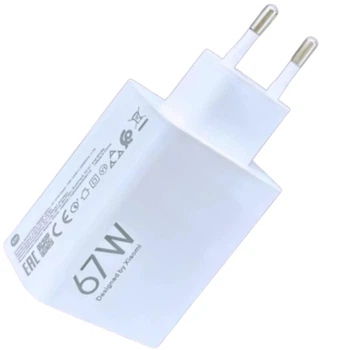 Зарядное устройство Блок питания для быстрой зарядки телефона Mi-MDY-12 USB GaN 67W Быстрая зарядка Блок зарядки для Samsung, iPhone, Xiaomi, Redmi, Huawei, Realme White