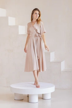Шовкова бежева сукня FashionYouWant XXL бежевий 43425444