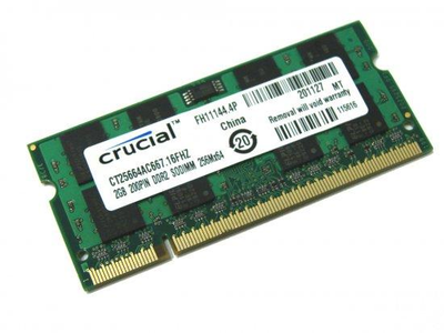 Оперативная память для ноутбука Crucial SO-DIMM DDR2 2GB 667MHz PC2-5300 Б/У Б/У