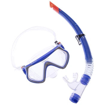 Набір для плавання Zelart M166-SN52-PVC маска+трубка термоскло PVC пластик blue/grey/clear