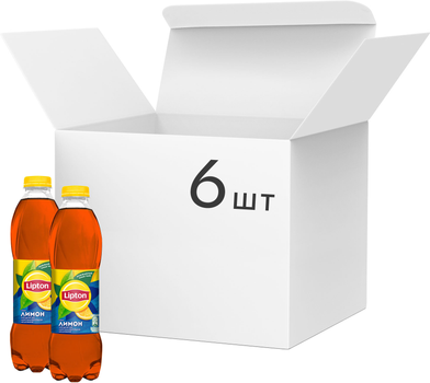 Упаковка холодного чорного чаю Lipton Лимон 1 л х 6 бутылок (4823063127578)