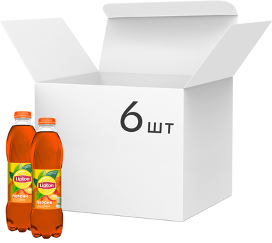 Упаковка холодного чорного чаю Lipton Персик 1 л х 6 пляшок (4823063127615)