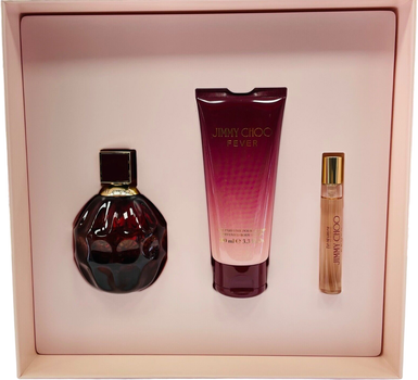 Zestaw prezentowy damski Jimmy Choo Fever Balsam do ciała 100 ml + Woda perfumowana 100 ml + Woda perfumowana 7.5 ml (3386460131612)