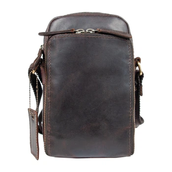 Мужская кожаная сумка через плечо Ashwood K41 Brown (Темно-коричневый)