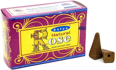 Стелющиеся дымные благовония конусы "Роза" - Satya Natural Rose Backflow Dhoop Cones 24шт (1334244-6331728)