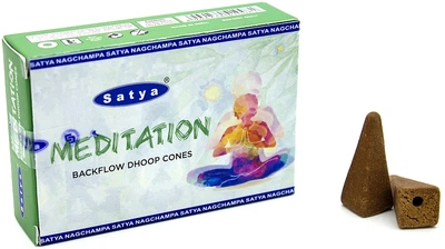 Стелющиеся дымные благовония конусы "Медитация" - Satya Meditation Backflow Dhoop Cones 10шт (1333989-6331776)