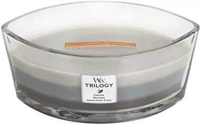 Ароматична свічка у склянці - Woodwick Hearthwick Flame Ellipse Trilogy Candle Warm Woods 453.6g (775687-137708)