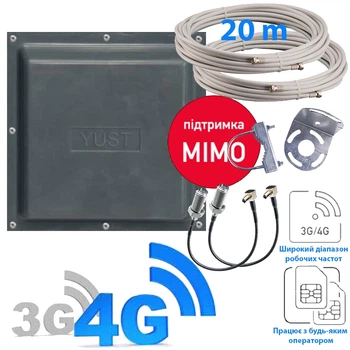 Комплект 3G/4G интернет антенна mimo + кабель 20м + переходники TS9/F (TF-KIT-4G3416)