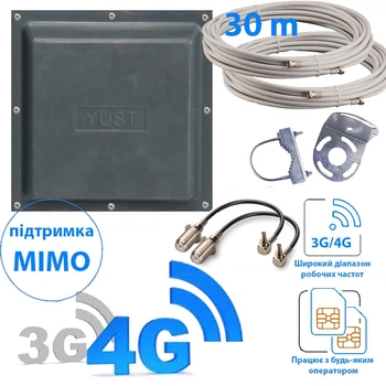 Комплект 3G/4G интернет антенна mimo + кабель 30м + переходники 2xCRC9/F