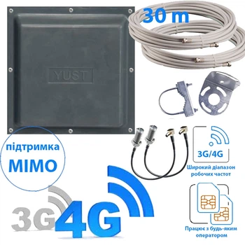 Комплект 3G/4G интернет антенна mimo + кабель 30м + переходники 2xTS9/F