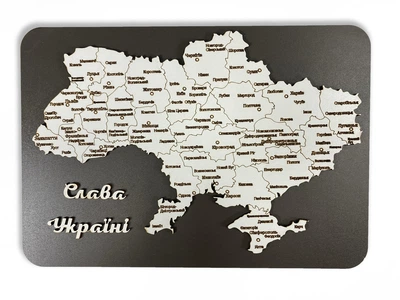 Мапа України з натурального дерева в рамці на стіну 35х24 см (JDT-0846117)