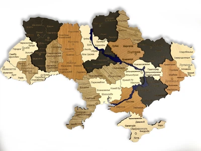 Карта Украины из натурального дерева на стену 59х40 см
