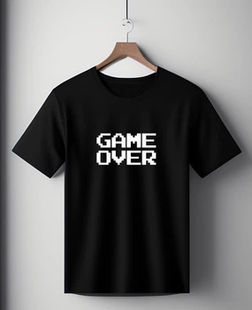 Футболка черная оверсайз унисекс с надписью " Game over " Розмір S-M