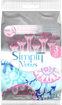 Одноразові станки для гоління (Бритви) жіночі Simply Venus 3 12 шт. (7702018070732)