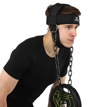 Упряжь тренажер для тренировки мышц шеи NECK HARNESS EZOUS (полиэстер, сталь, вес 750гр, черный) (N-06)