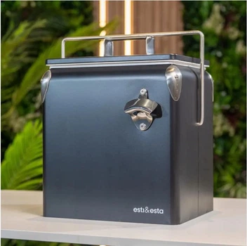 Портативный туристический холодильник в ретро стиле стальной 13 л. ESTI&ESTA CM-3200-B-MP автохолодильник черный