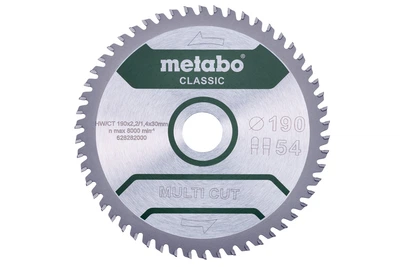 Пильный диск Metabo Multi Cut Classic 190х2,2х30 мм Z54 FZ/TZ 5°, универсальный (Картон) 628282000 (8438)