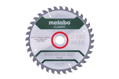 Пильный диск Metabo Precision Cut Wood Classic 160х2,2х20 мм Z36 WZ 10°, по дереву (Картон) 628278000 (8442)
