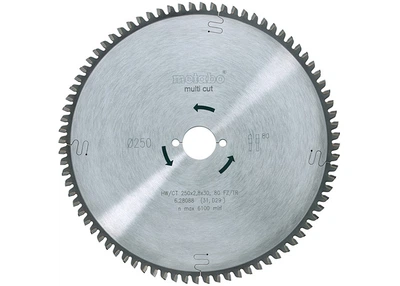 Пильный диск Metabo Multi Cut Professional 250х2,8х30 мм Z80 FZ/TZ 5° neg, универсальный (Картон) 628088000 (8480)