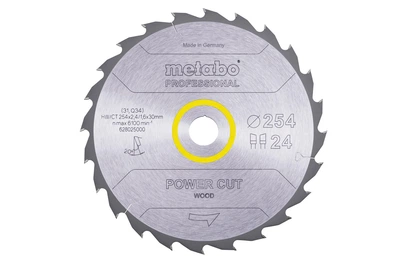 Пильный диск Metabo Power Cut Wood Professional 254х2,4х30 мм Z24 WZ 20°, по дереву (Картон) 628025000 (8484)