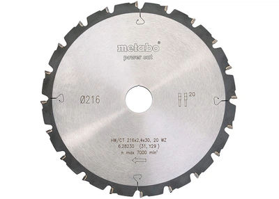 Пильный диск Metabo Power Cut Wood Professional 216х2,4х30 мм Z20 WZ 5° neg, по дереву (Картон) 628230000 (8468)