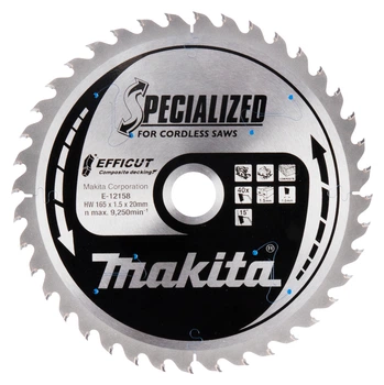 Пиляльний диск Efficut Specialized Makita E-12158 (165x20 мм, 40 зубів) ТСТ по дереву (7571)