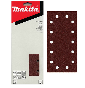 Набір шліфувального паперу на липучці Makita P-43094 (115х229 мм, 14 отворів, К240, 10 шт) шліфпапір шліфлисти з перфорацією (6987)