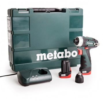 Акумуляторний дриль-шурупокрут Metabo PowerMaxx BS Basic, 2 акумуляторних блоки Li-Power (10.8 В/2.0 А·год) (Кейс) 600984500 (575)