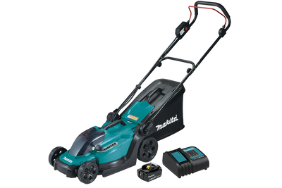 Аккумуляторная газонокосилка Makita DLM330SM (18 В, LXT, 33 см, 30 л, 4 Ач) косилка + АКБ BL1840B и зарядное устройство DC18SD (7961)
