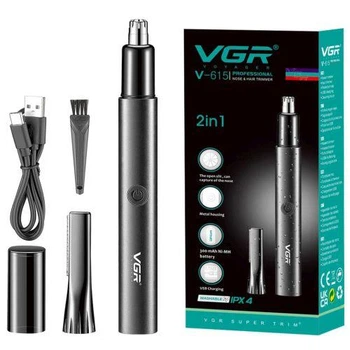 Тример для носа та вух VGR V-615 2 в 1, Professional, IPX4, metal