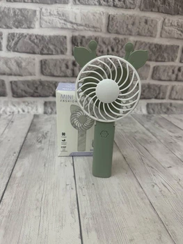 Портативний акумуляторний USB міні вентилятор зы складною ручною Mini Fan XL 2328 із вушками зелений