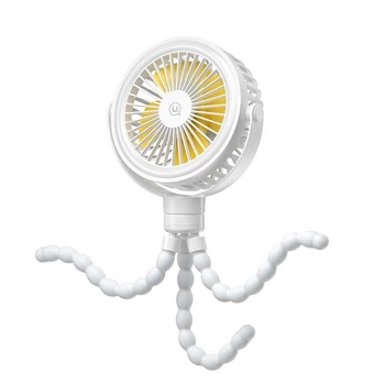 Вентилятор портативный USAMS Baby Stroller Fan ZB289 |4W; 3 speed; 360 degree fold; Night Ligh; 2000mAh| White