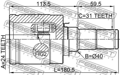 ШРУС MAZDA CX-5, 24X40X31, FEBEST (0511GJATLH)