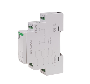 Електромагнітне реле F&F PK-4PZ-12V 2xNO/NC+2NO 16А/12V AC/DC DIN