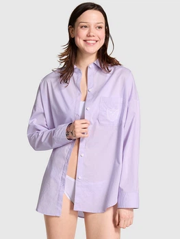 Пижамная рубашка женская хлопковая Victoria's Secret 804329708 S Сиреневая (1159808439)