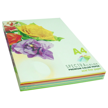 Бумага цветная Spectra Color А4 80г/м2 250 листов , набор 10 цветов (6 пастель и 4 интенсив) Микс 1