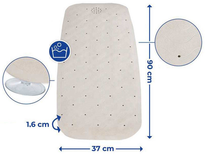 Протиковзкий килимок для ванної Maximex Natural Rubber бежевий 90 x 37 см (4008838564349)