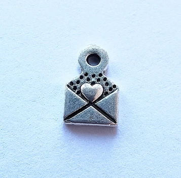 Подвеска Finding Кулон конверт сердце made with love сделано с любовью Античное серебро 10 мм x 6.5 мм