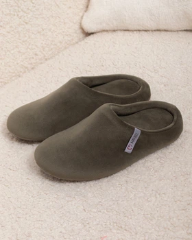 Тапочки домашние велюровые закрытые Хаки Maybel 36-37 (3356_2)