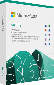 Oprogramowanie Microsoft 365 Family PL Box 6 Użytkowników 1 Rok (6GQ-01940)